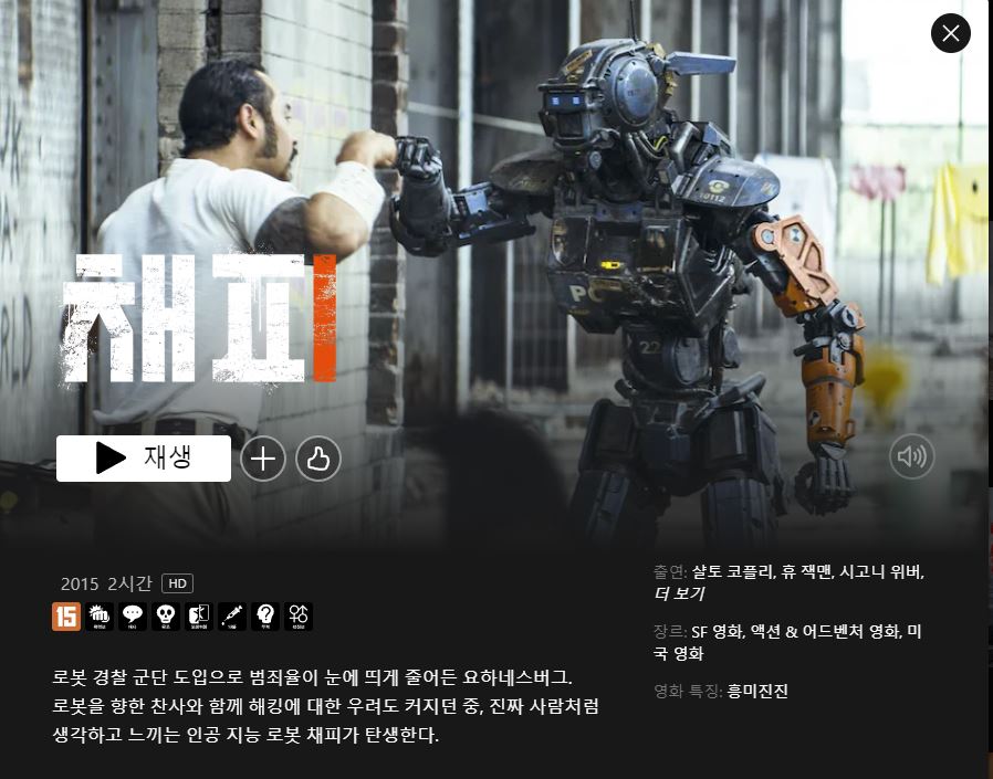 채피 인공지능(AI)을 주제로 한 넷플릭스 영화 7편 추천